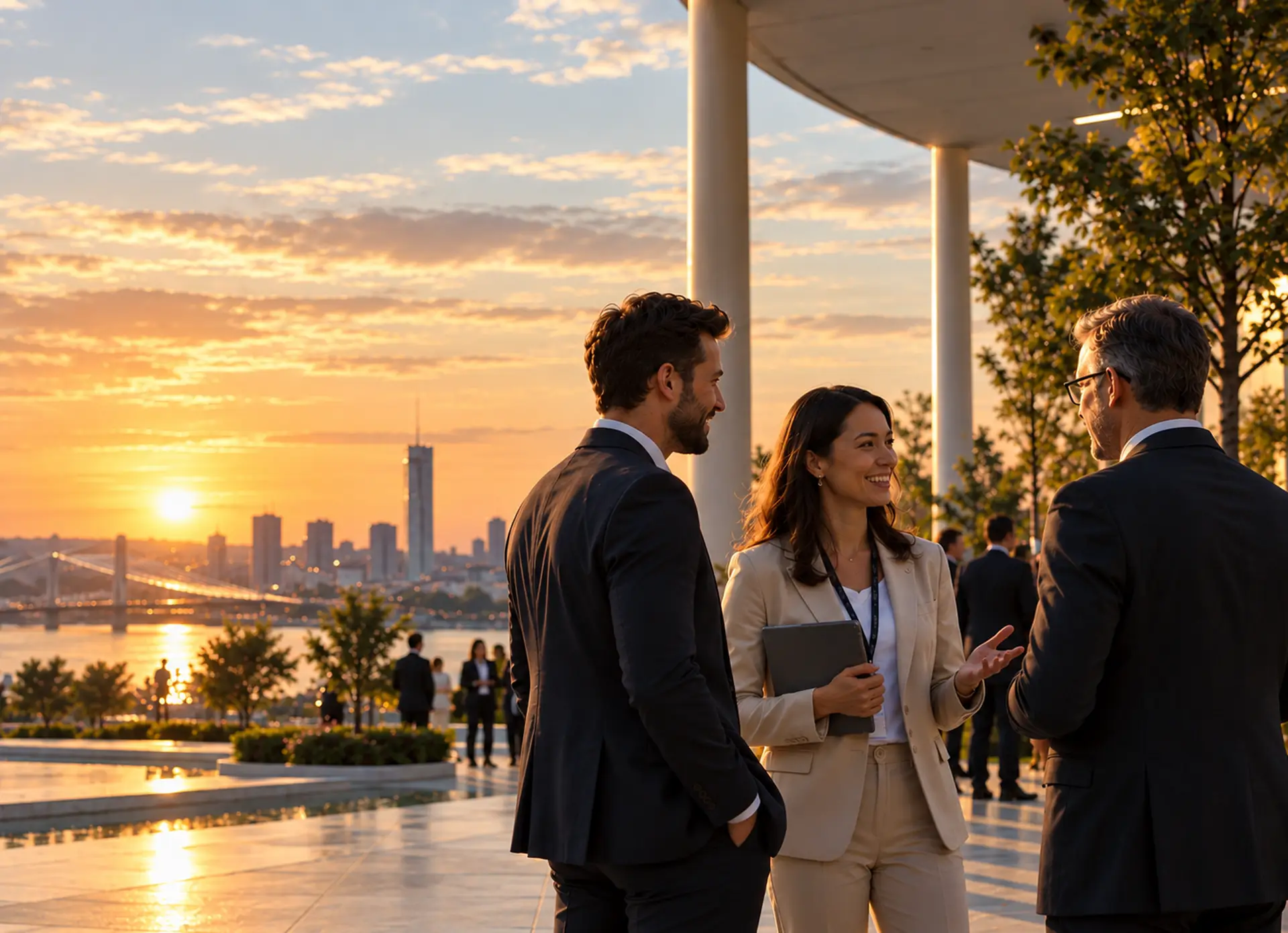Business people talking at the EXPO 2027 Belgrade site